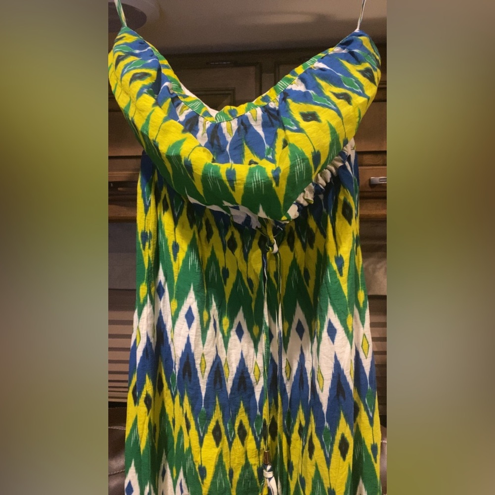 Vince Camuto strapless multi-color chevron print maxi dress size small - Picture 7 of 9